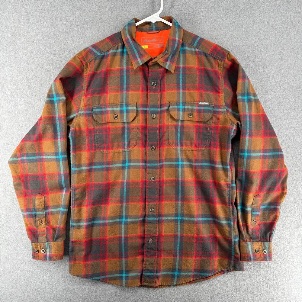 Eddie Bauer Classic Button Down Lightweight Flannel Shirt Mens M‎ Brown